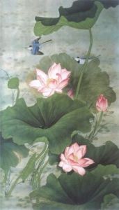 荷塘月色：荷花与牡丹：一幅诗意画卷
