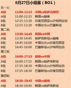 LOL亚运会赛程一览