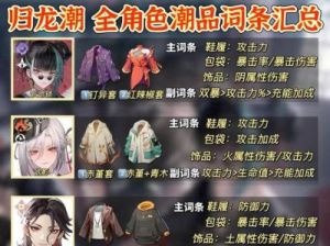 归龙潮全角色潮品套装与词条精选推荐