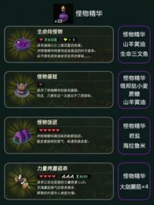 《塞尔达传说荒野之息》全料理食谱及制作方法一览